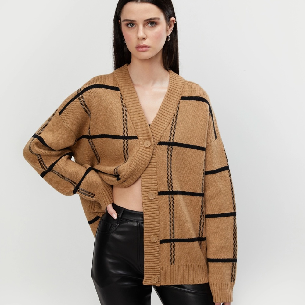 OAK + FORT - OVERSIZED PLAID CARDIGAN